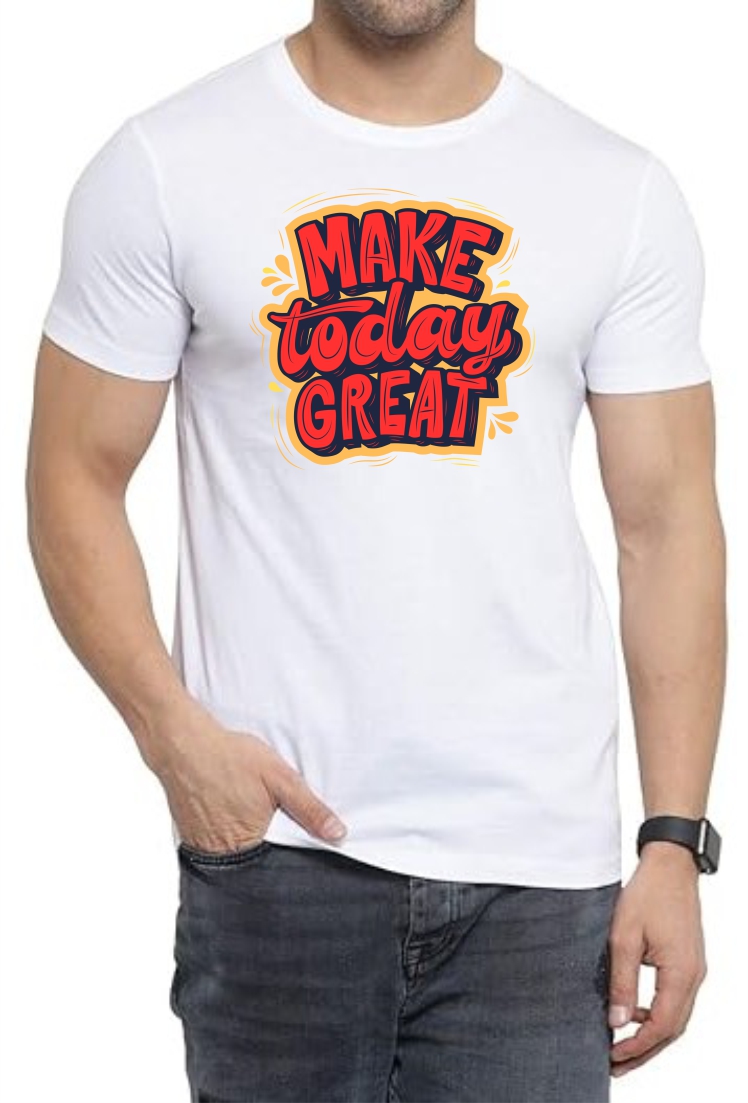 Make Today Great (RED) Round Neck Men White T-Shirt
