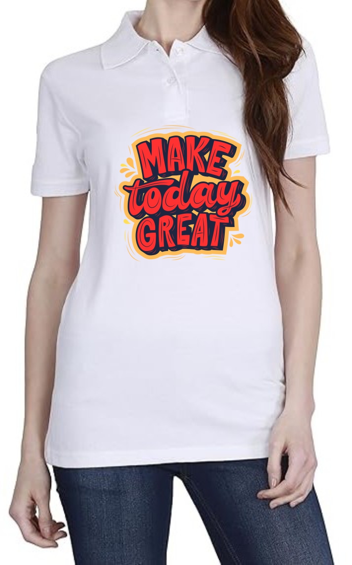 Make Today Great (RED) Polo Women White T-Shirt