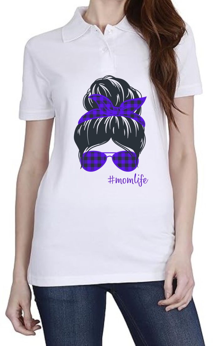 Mom Life (BLU) Polo Women White T-Shirt