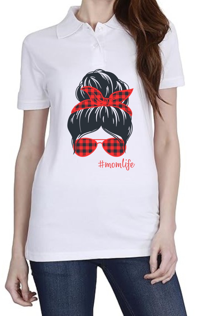 Mom Life (RED) Polo Women White T-Shirt