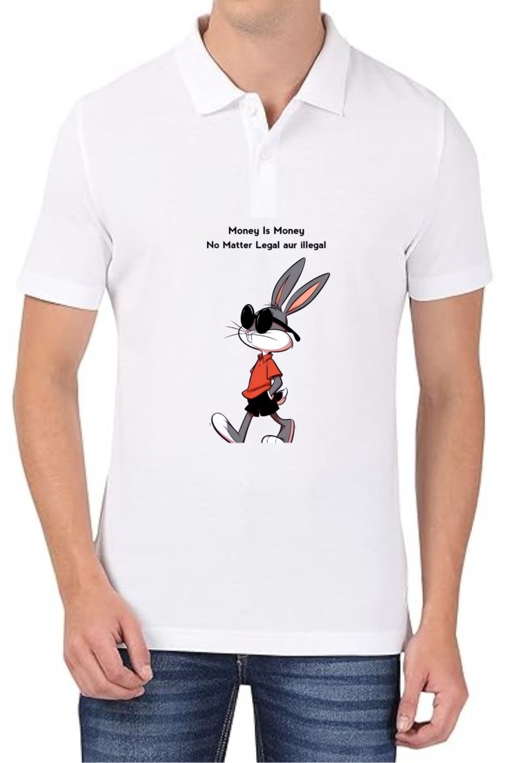 Money Is Money Polo Men White T-Shirt