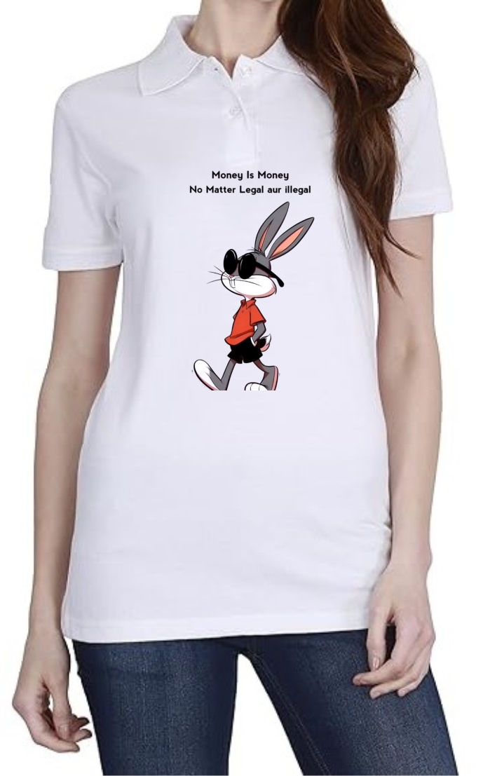 Money Is Money Polo Women White T-Shirt