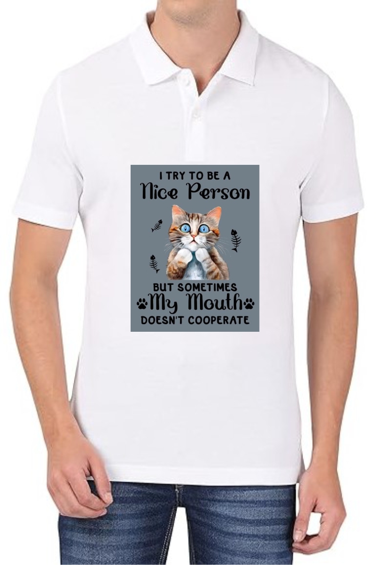 Mouth Doesnt Coop Polo Men White T-Shirt