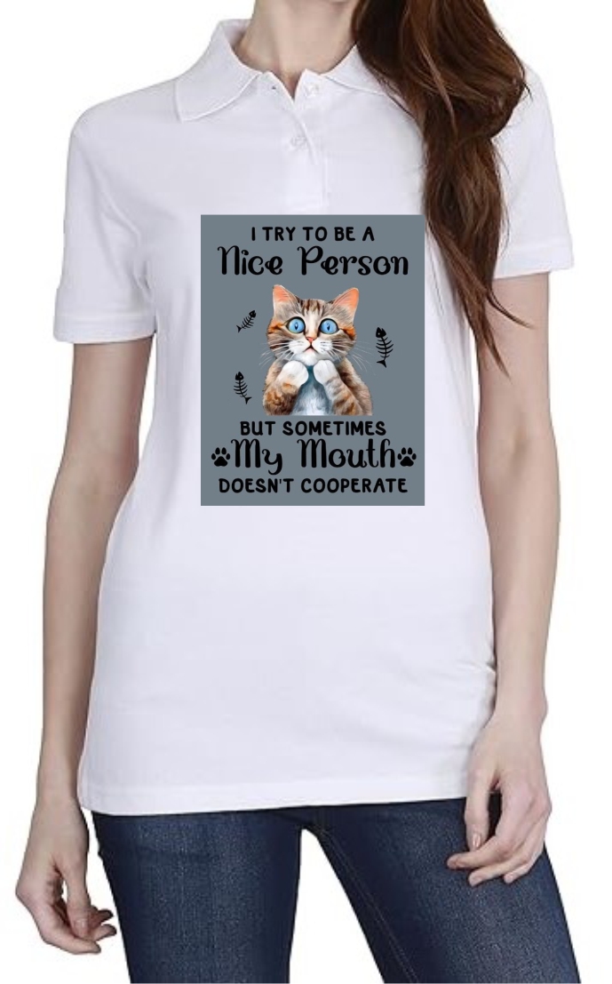 Mouth Doesnt Coop Polo Women White T-Shirt
