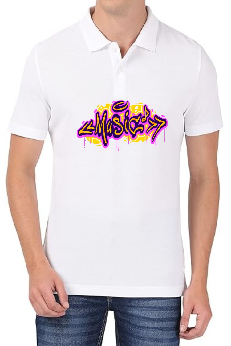 Music Polo Men White T-Shirt