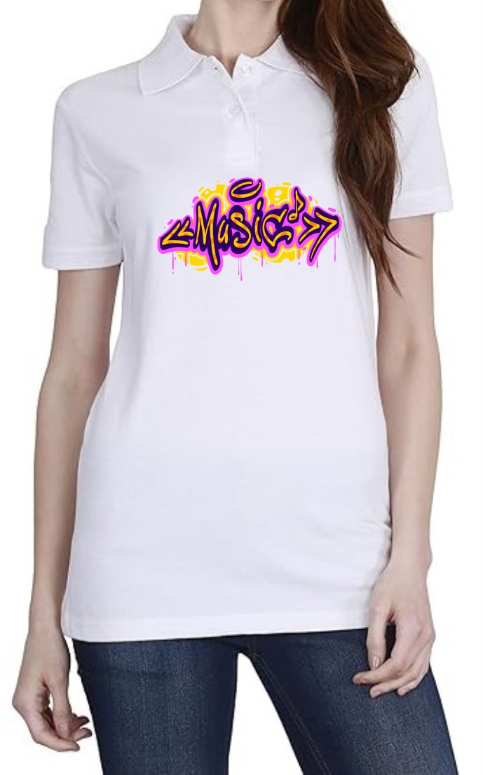 Music Polo Women White T-Shirt