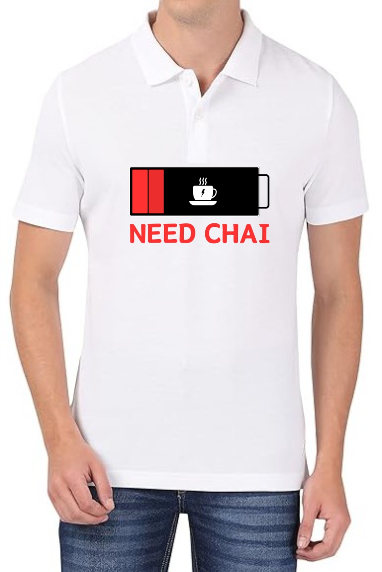 Need Chai Polo Men White T-Shirt