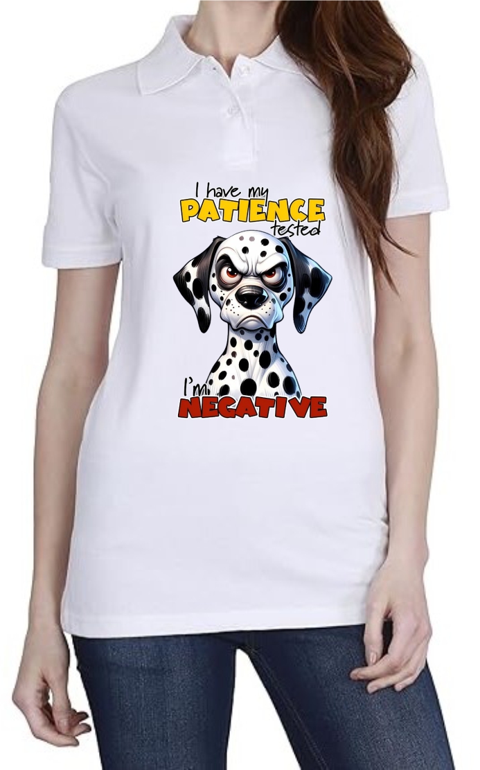 Negative Patience Polo Women White T-Shirt