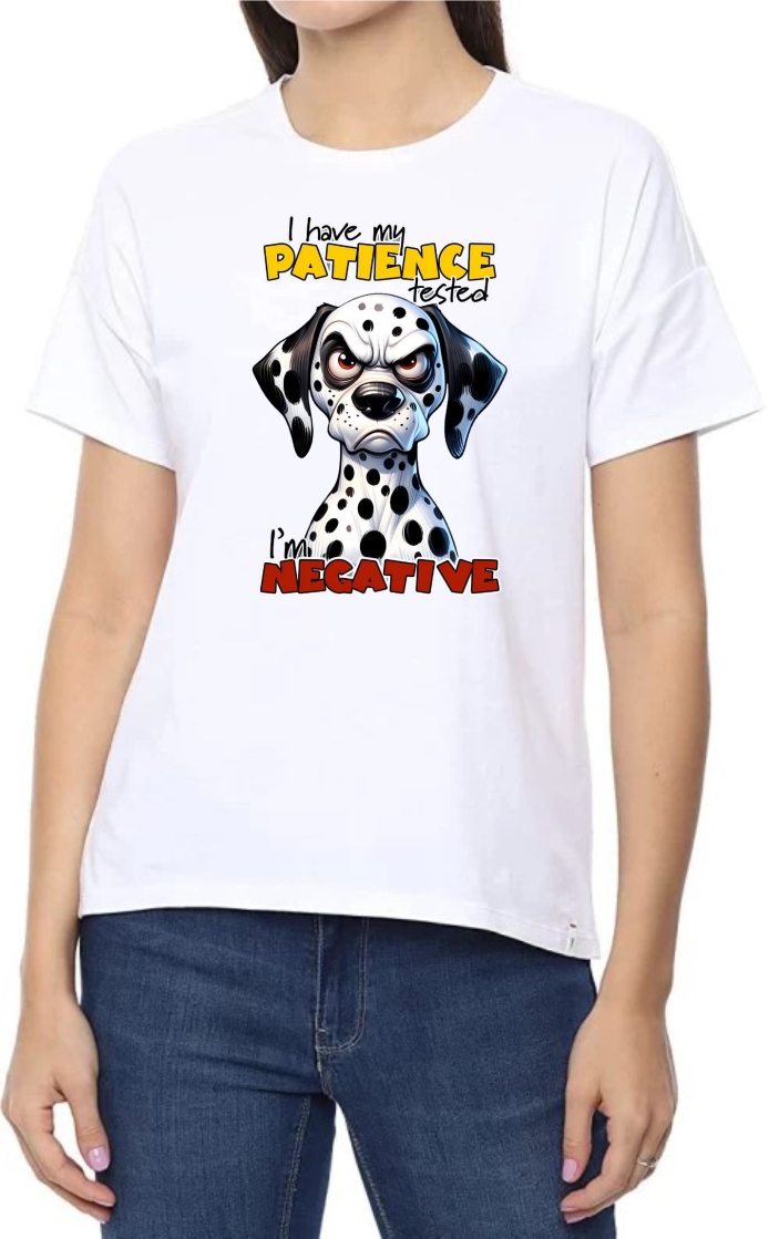 Negative Patience Round Neck Women White T-Shirt