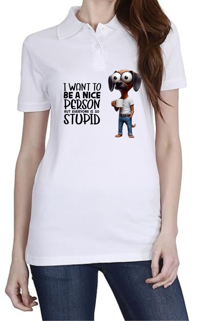 Nice Person Polo Women White T-Shirt