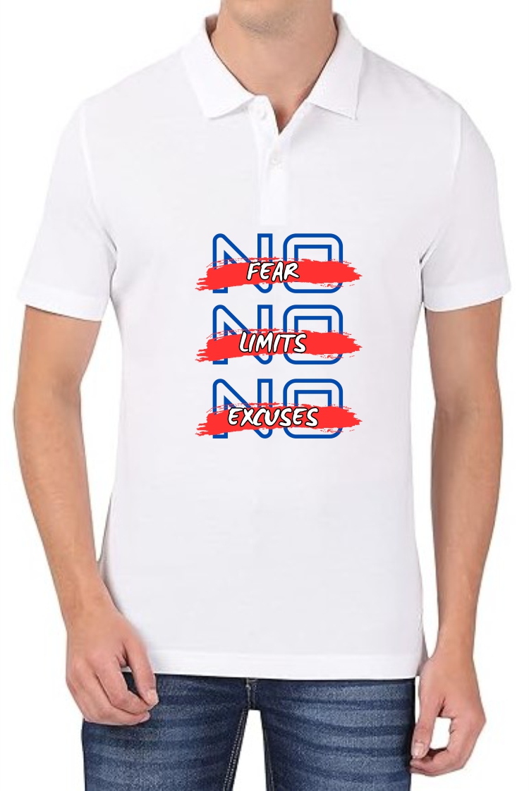 No Fear-Limits (BLU) Polo Men White T-Shirt