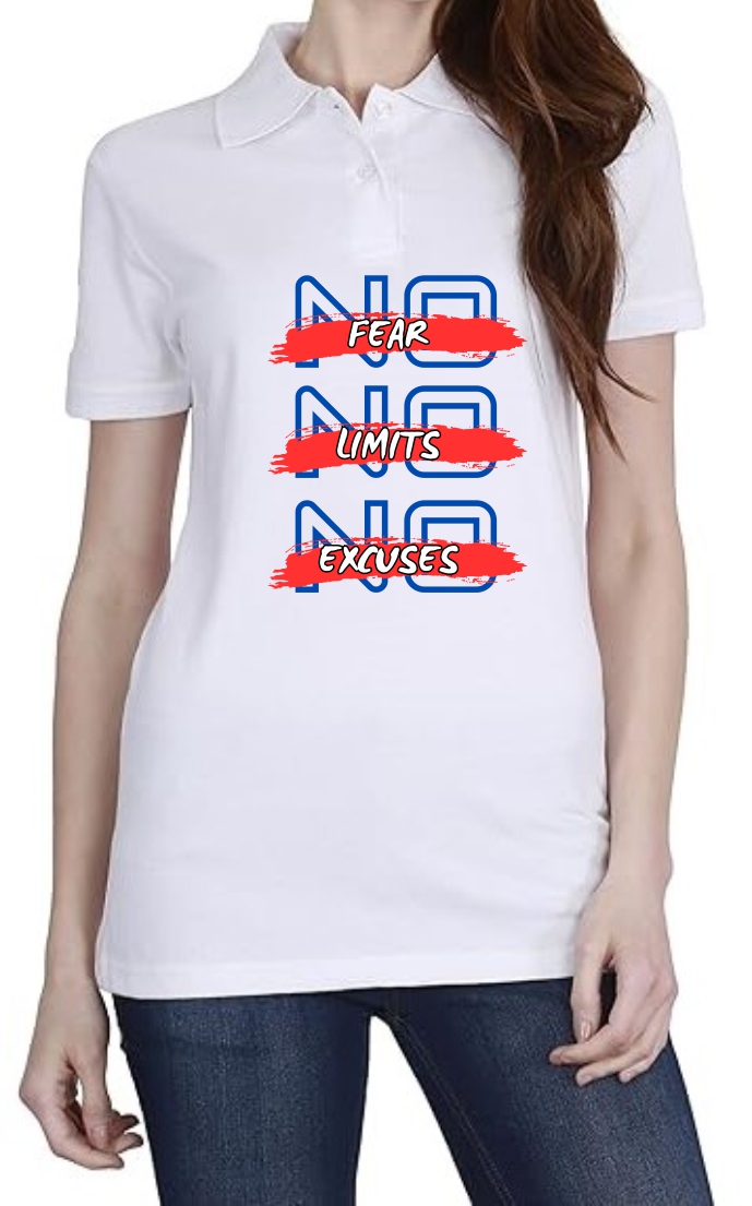 No Fear-Limits (BLU) Polo Women White T-Shirt