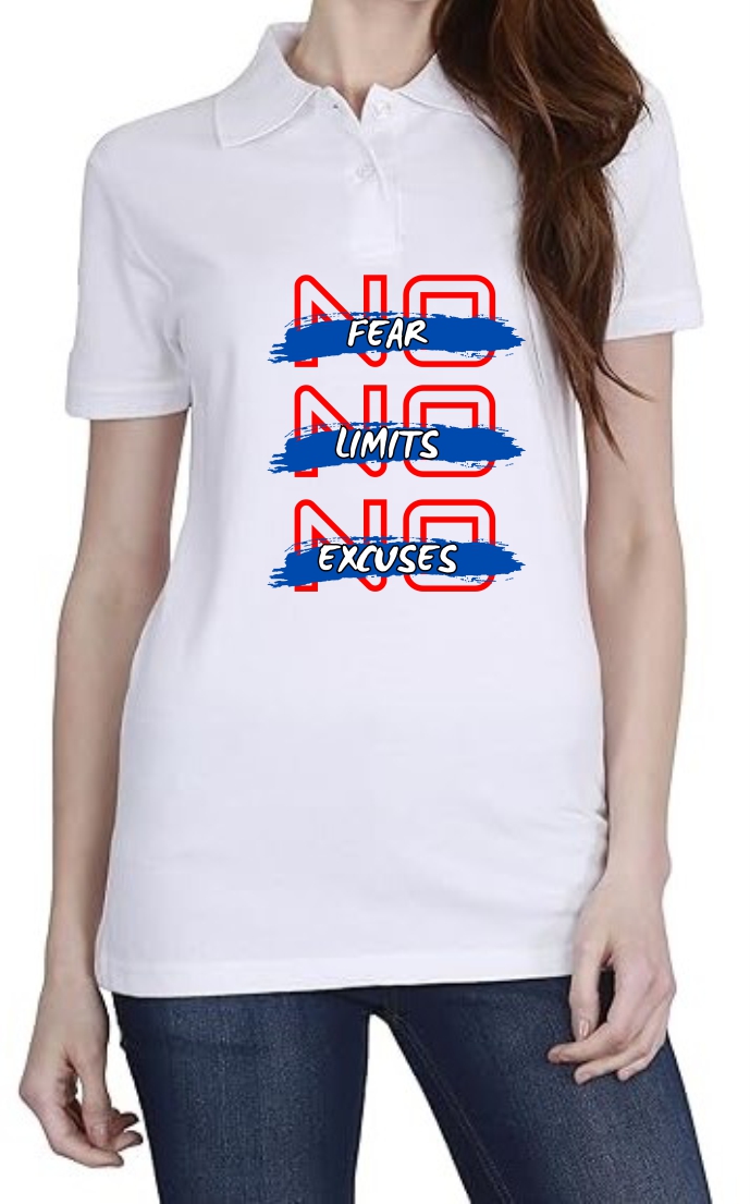 No Fear-Limits (RED) Polo Women White T-Shirt