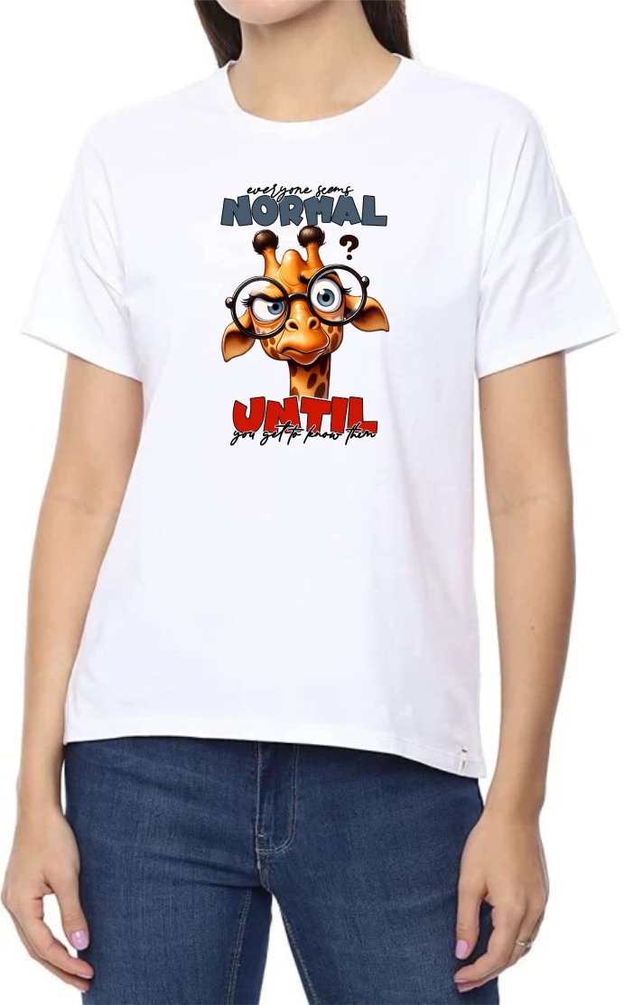 Normal Until Round Neck Women White T-Shirt