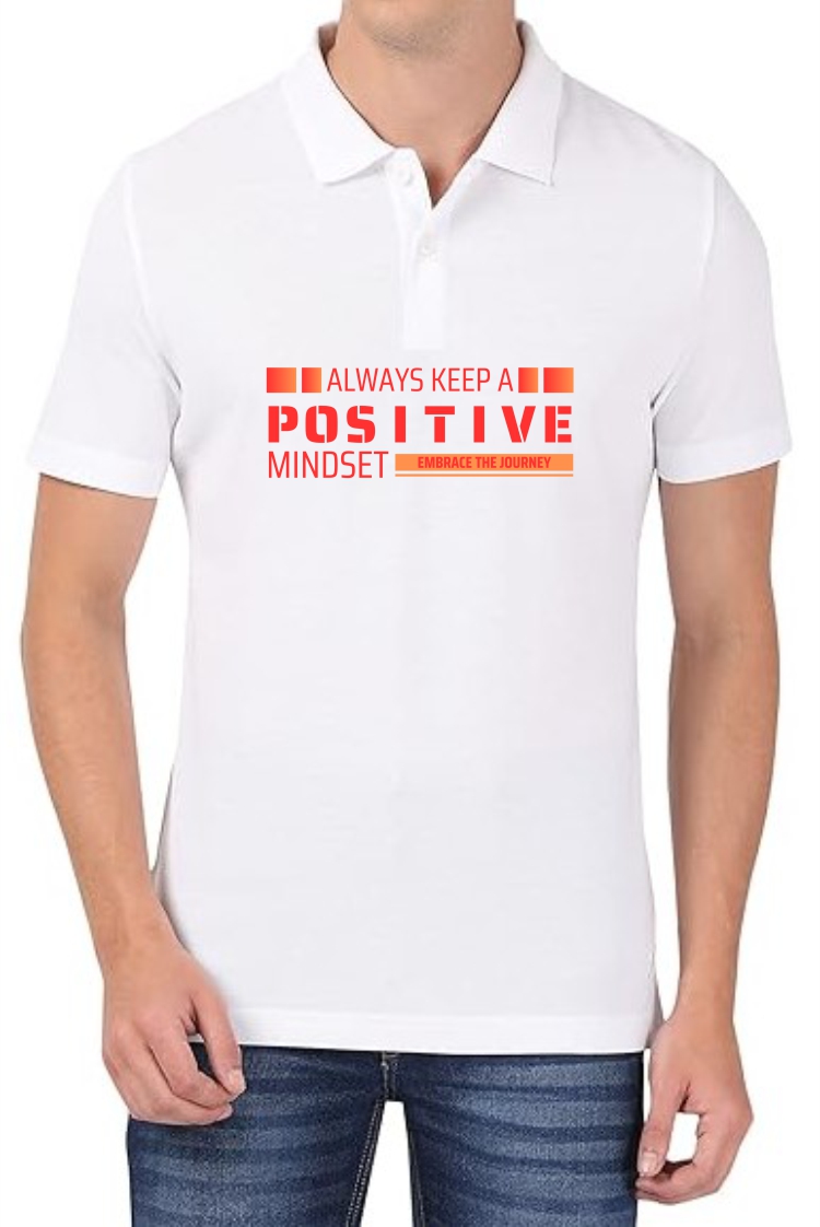 Positive Mindset Polo Men White T-Shirt