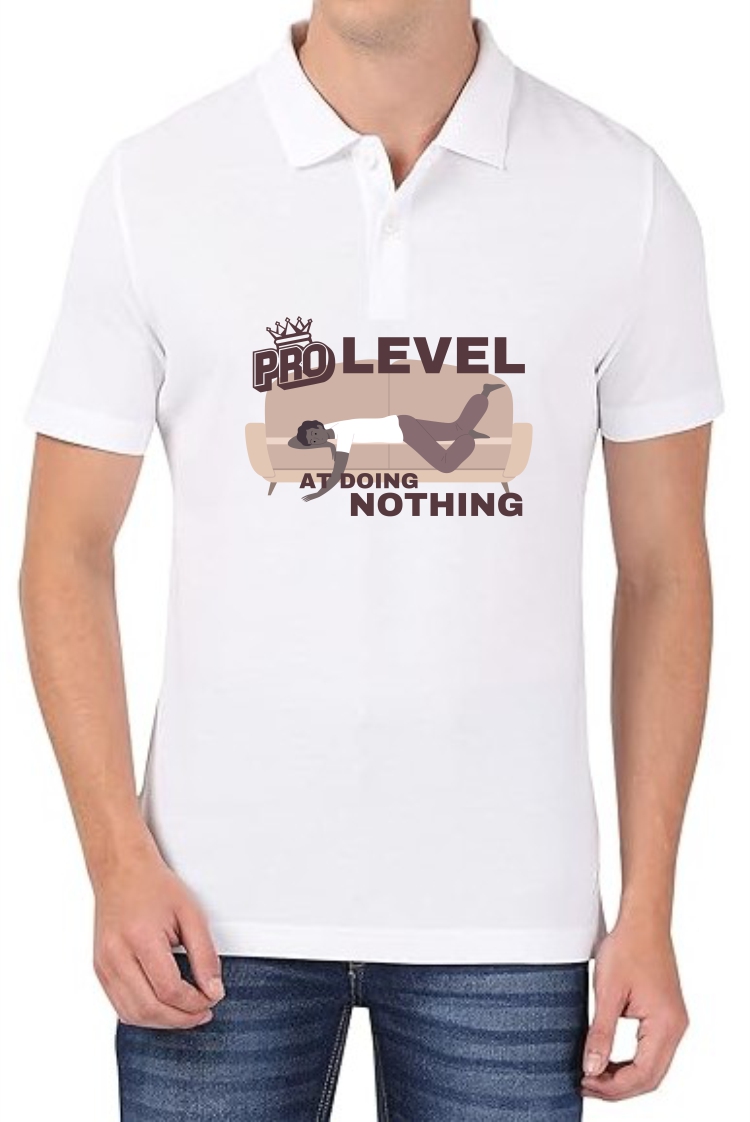 Pro Level (BLK) Polo Men White T-Shirt