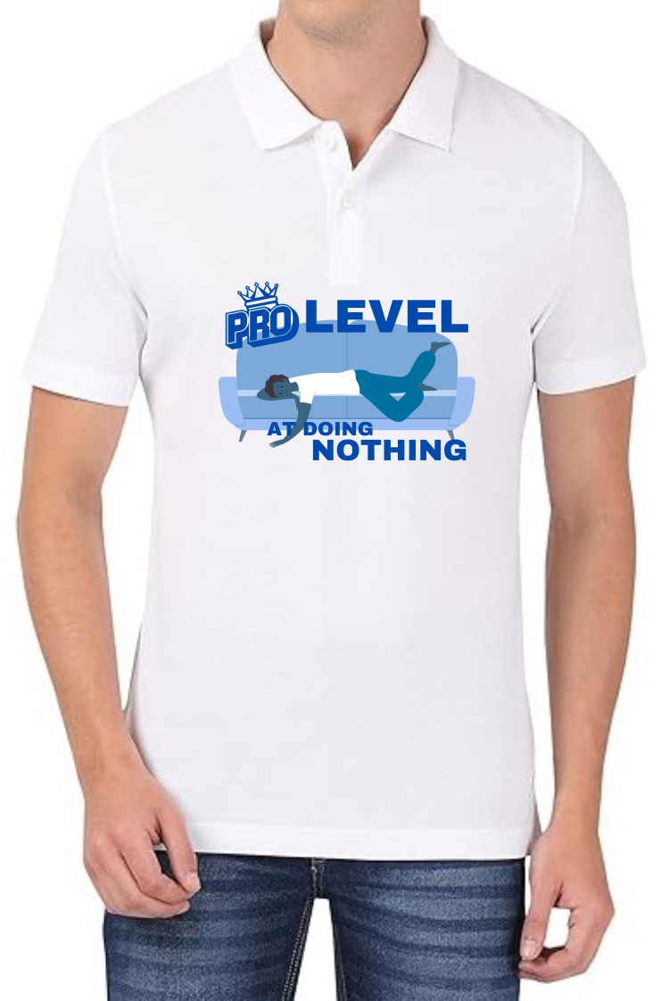 Pro Level (BLU) Polo Men White T-Shirt