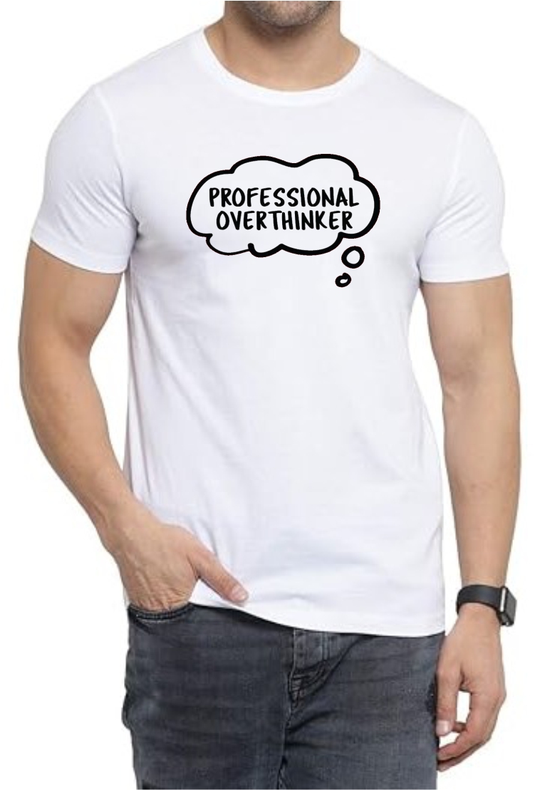 Professional Over Round Neck Men White T-Shirt