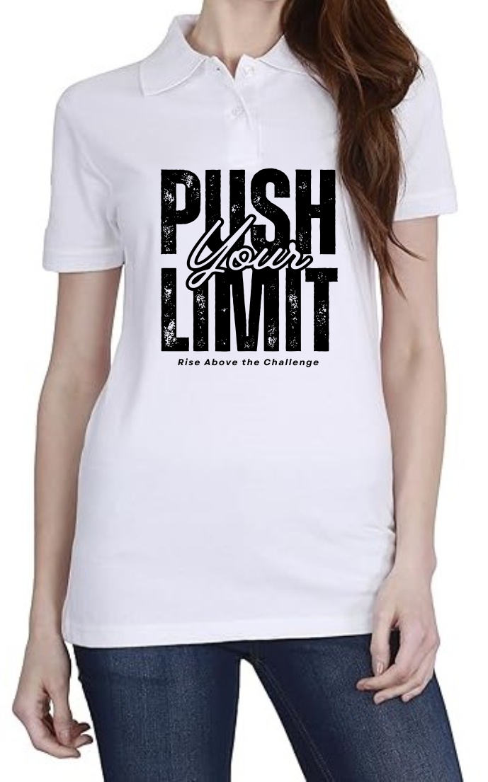Push Limit (BLK) Polo Women White T-Shirt