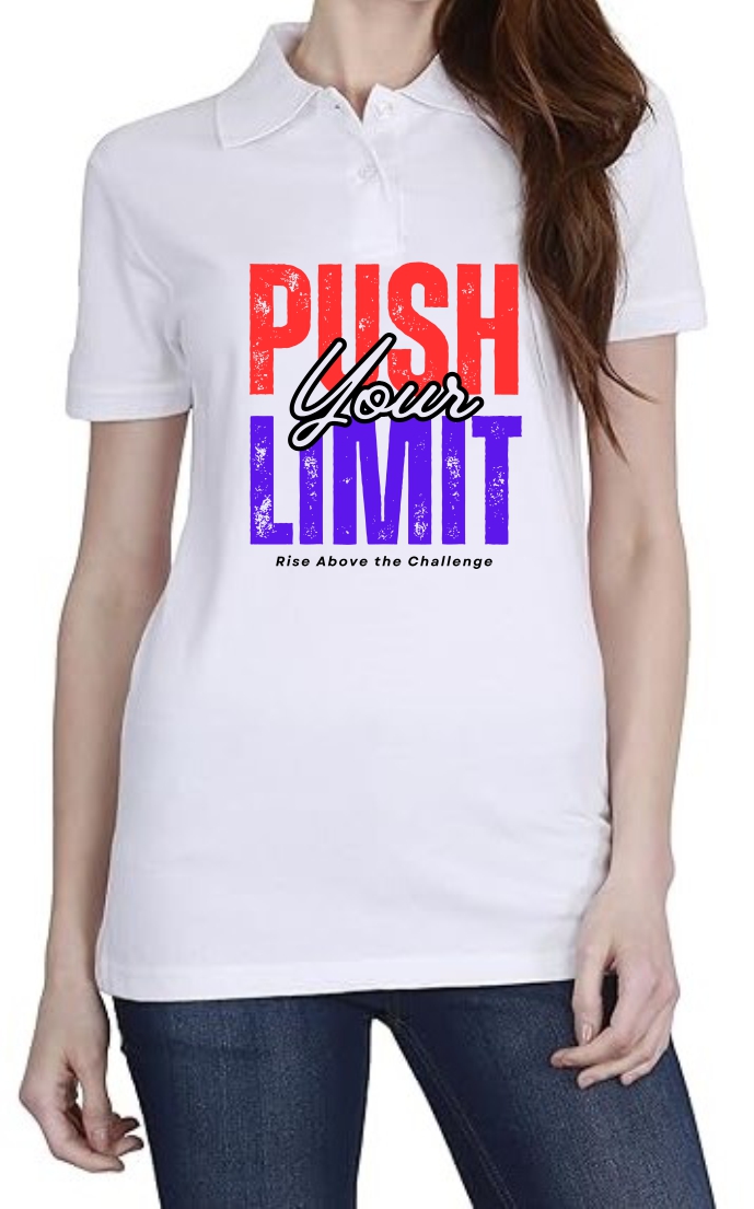 Push Limit (RED) Polo Women White T-Shirt