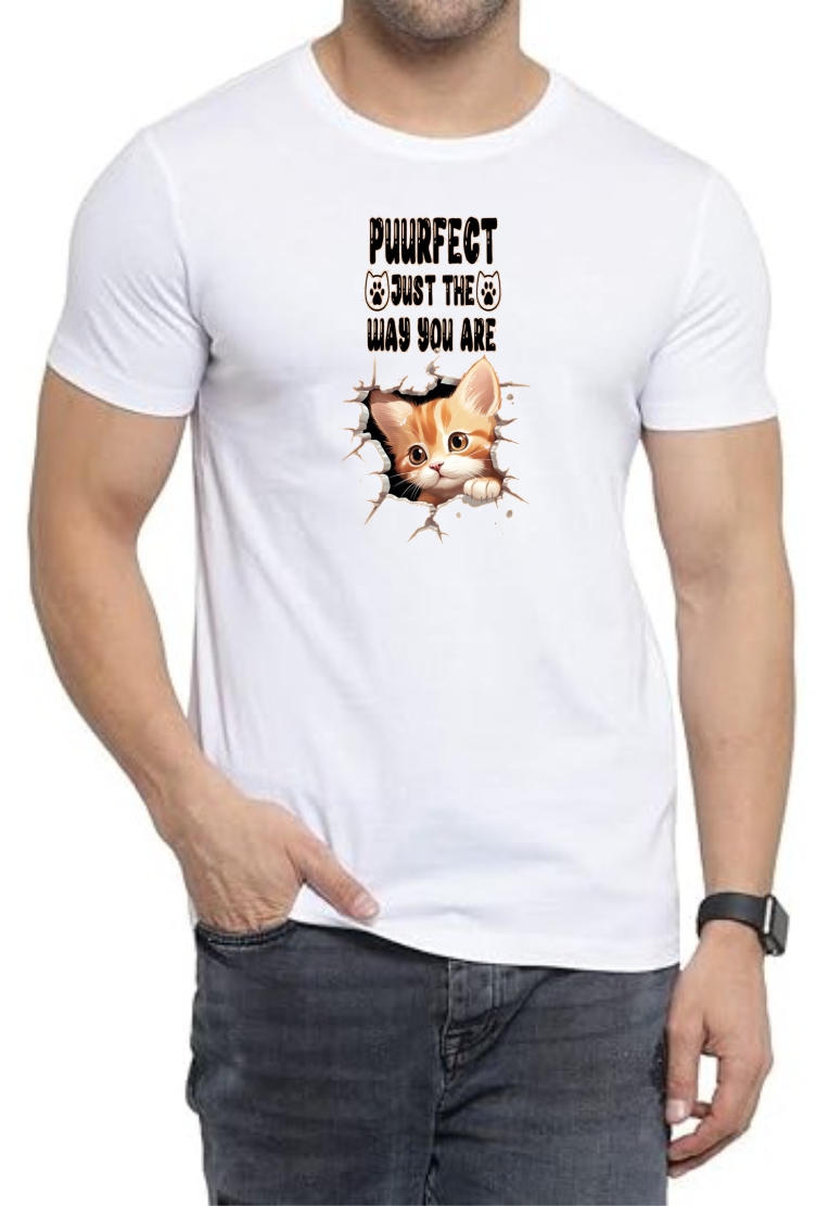 Puurfect Round Neck Men White T-Shirt