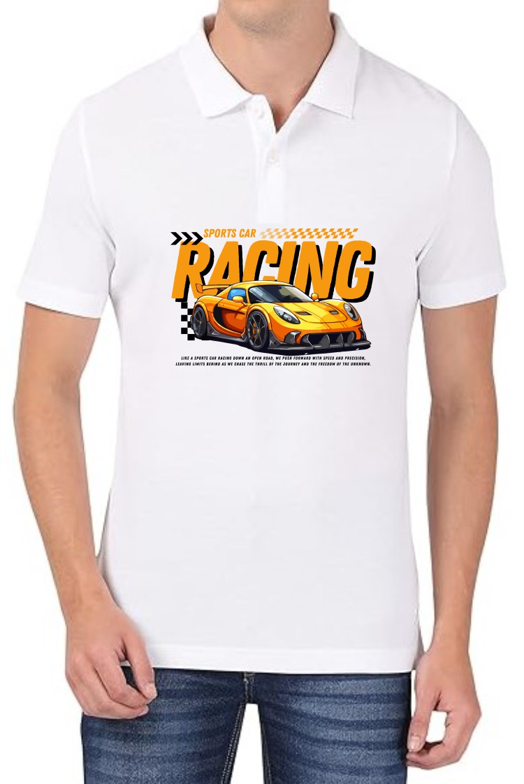 Racing1 Polo Men White T-Shirt