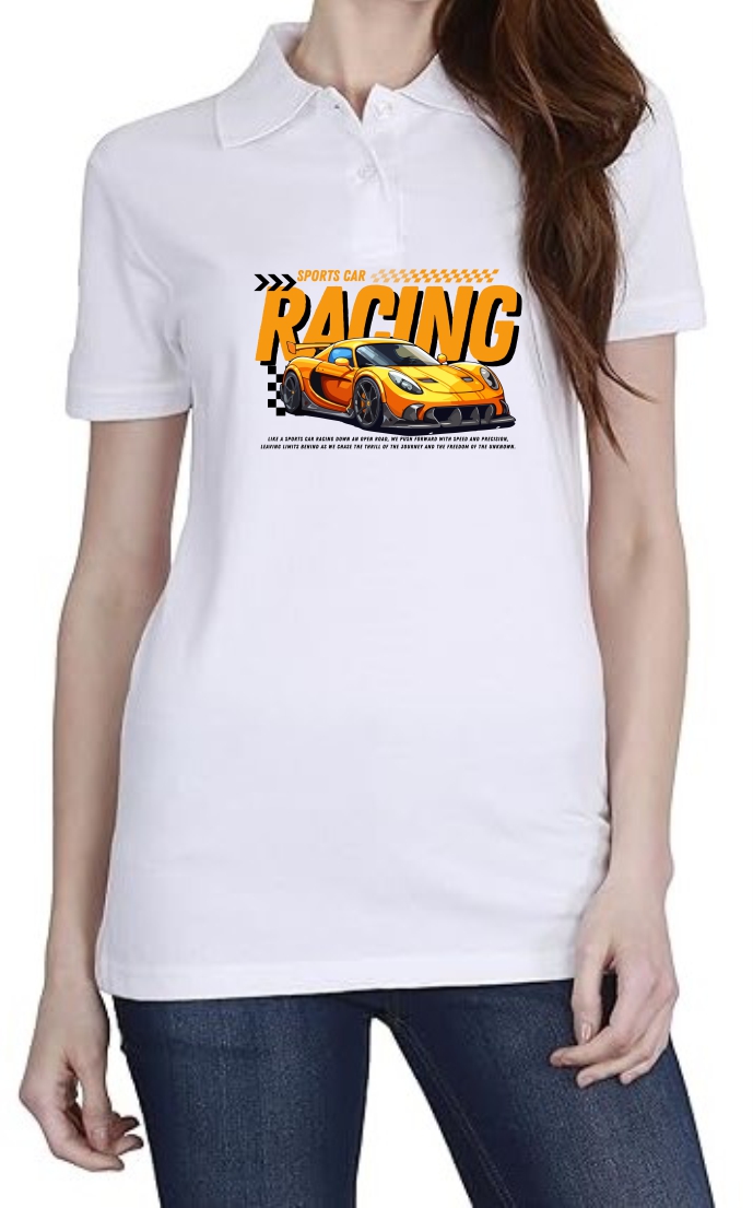 Racing1 Polo Women White T-Shirt