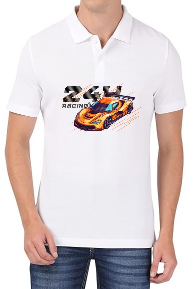 Racing Polo Men White T-Shirt