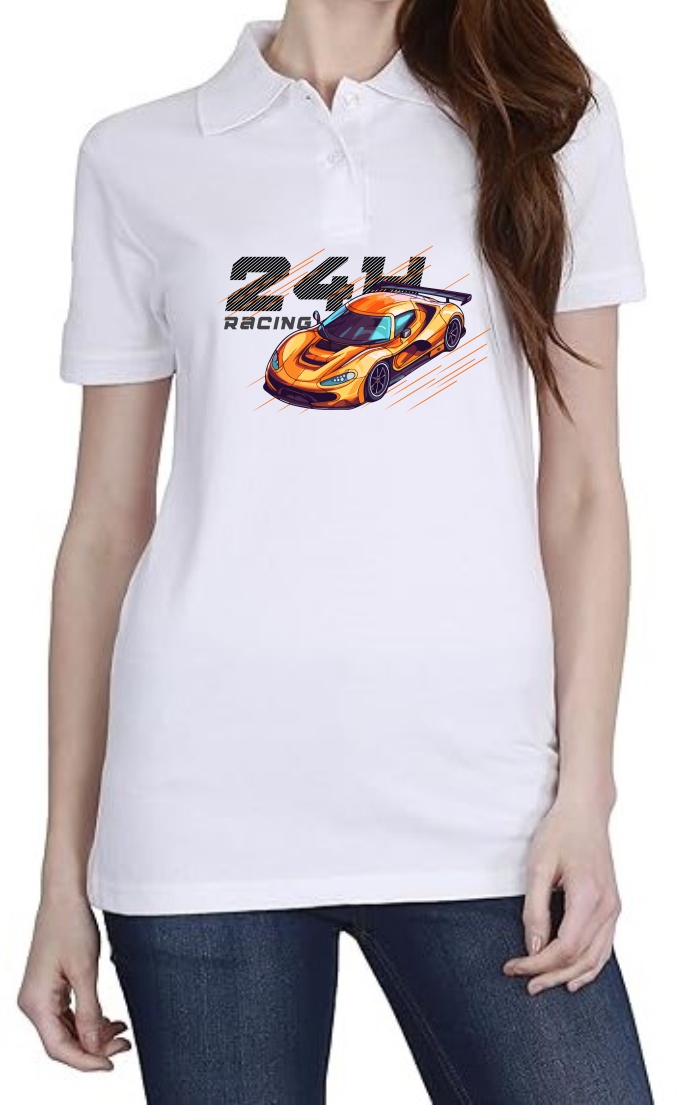 Racing Polo Women White T-Shirt
