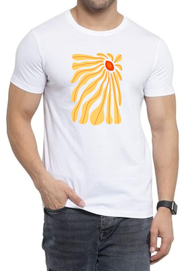 RandomDesign Round Neck Men White T-Shirt