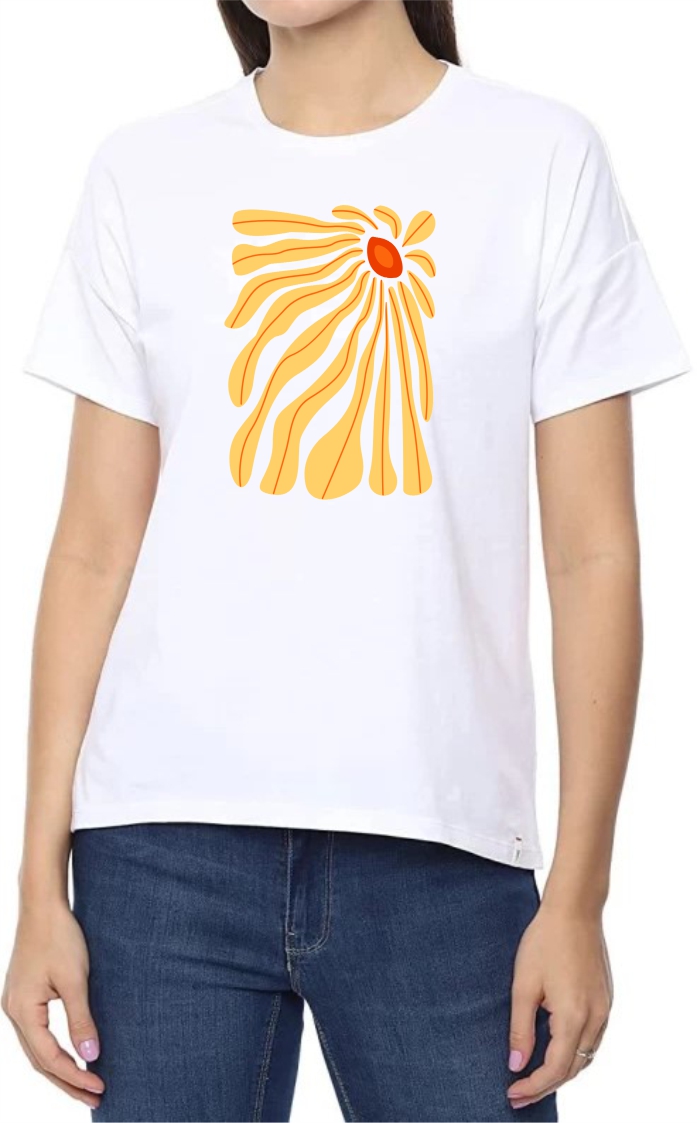 RandomDesign Round Neck Women White T-Shirt