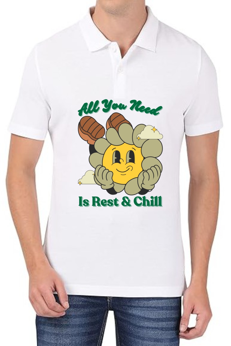 Rest & Chill (GRE) Polo Men White T-Shirt