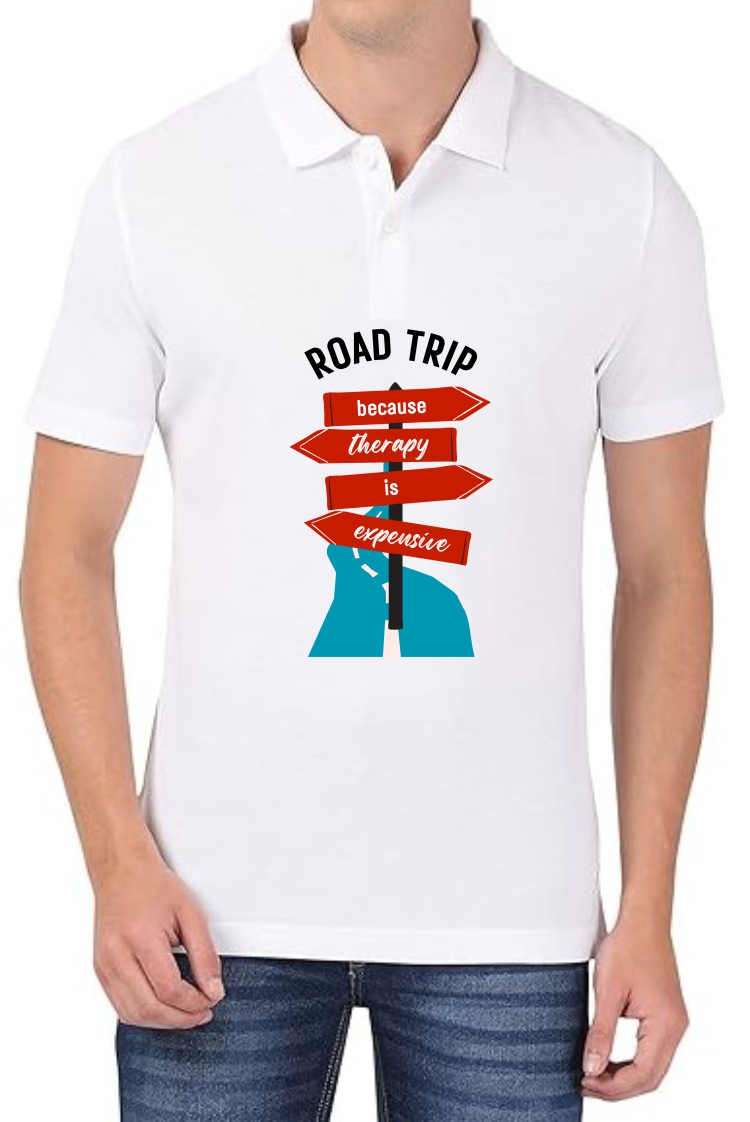 Road Trip Polo Men White T-Shirt