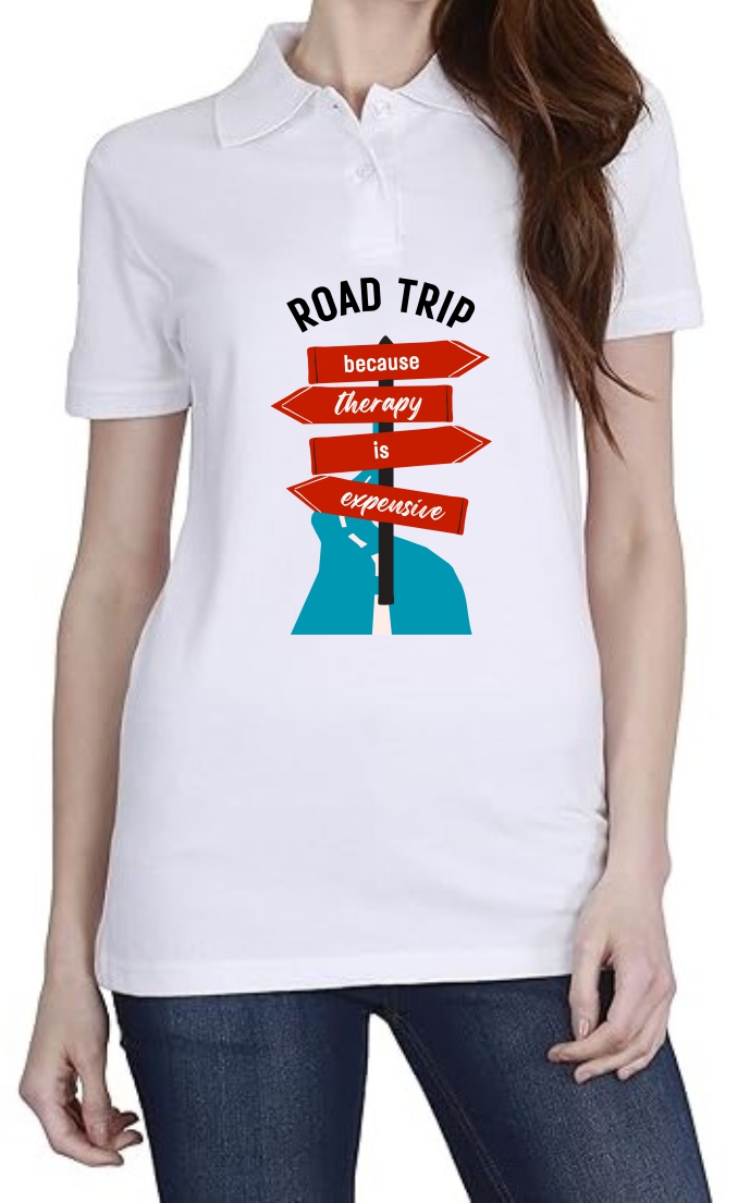 Road Trip Polo Women White T-Shirt