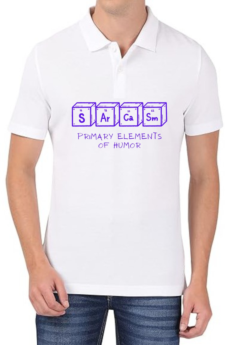 Sarcasm (BLU) Polo Men White T-Shirt