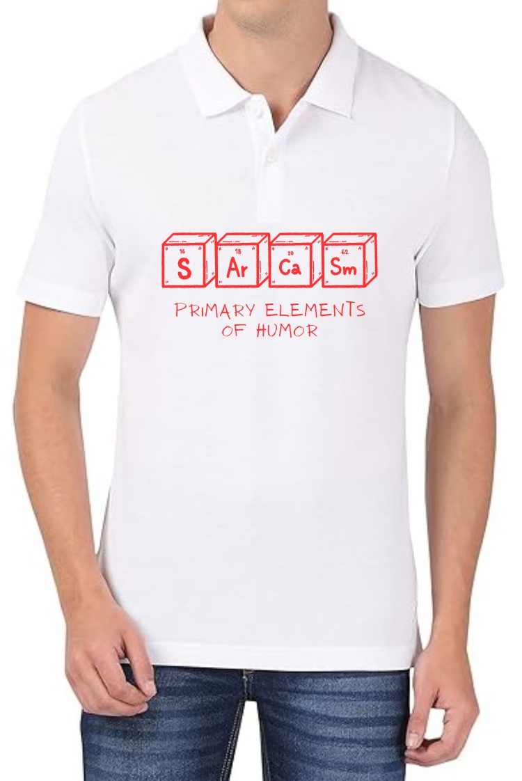 Sarcasm (RED) Polo Men White T-Shirt