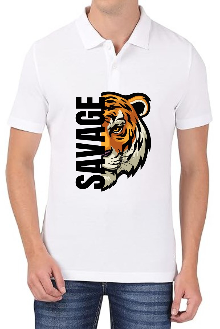 Savage (BLK) Polo Men White T-Shirt