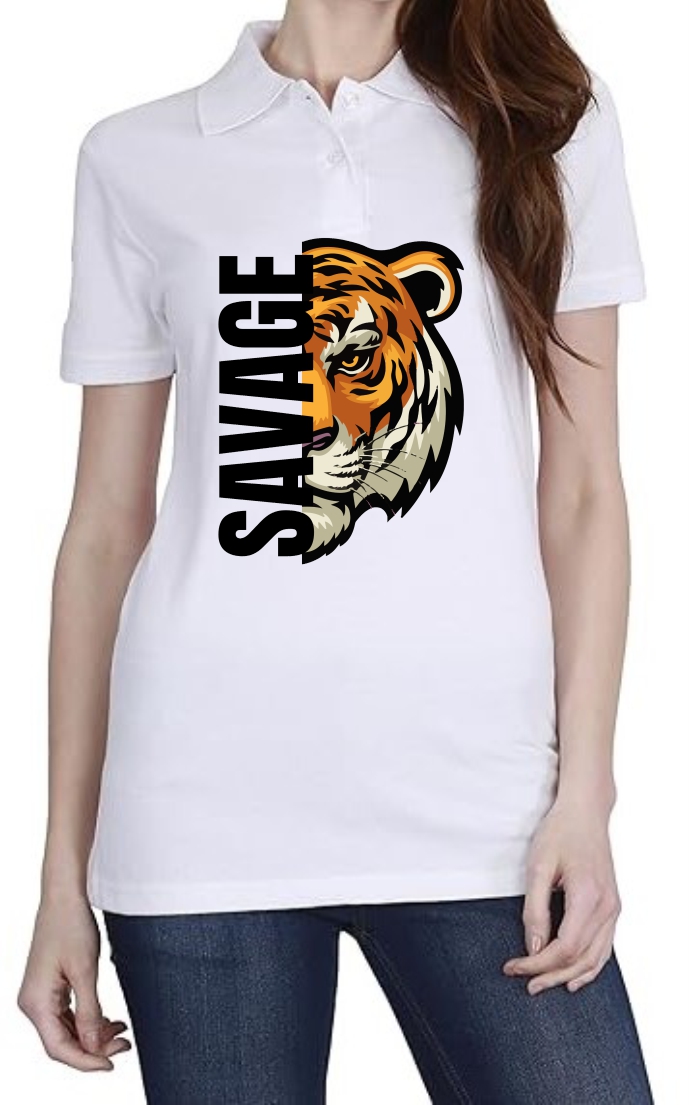 Savage (BLK) Polo Women White T-Shirt