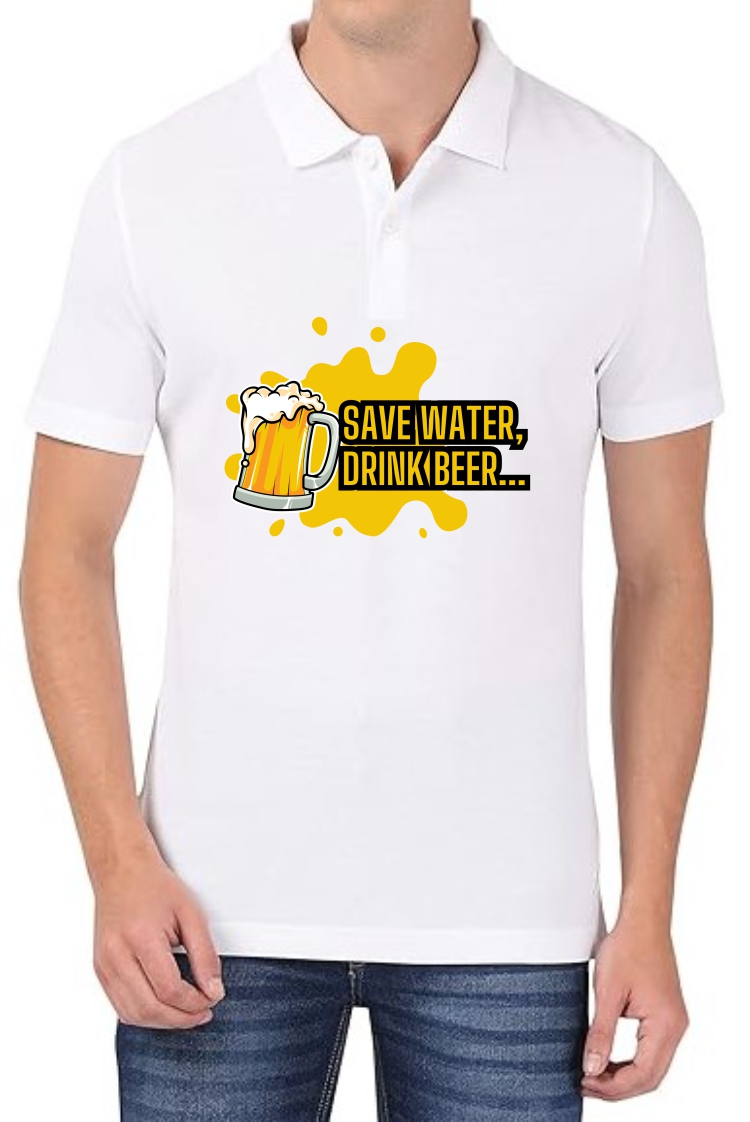 Save Water Polo Men White T-Shirt