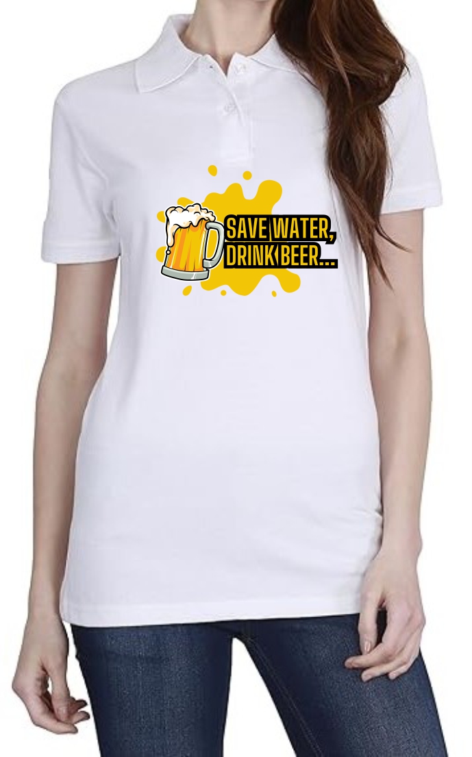 Save Water Polo Women White T-Shirt