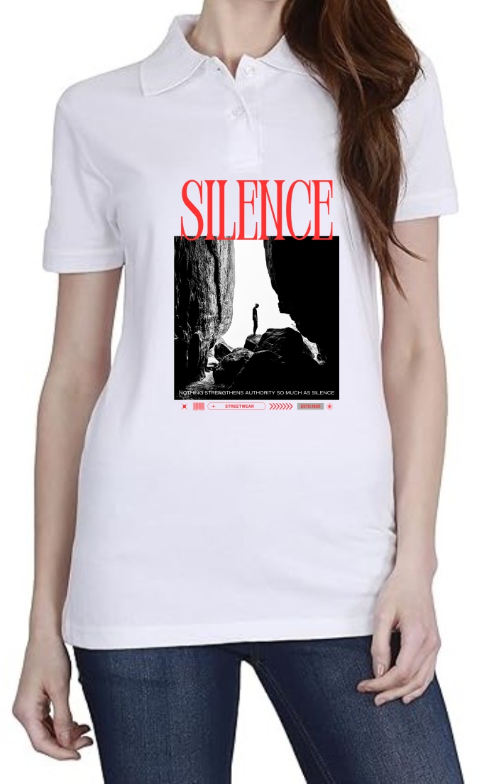 Silence (RED) Polo Women White T-Shirt