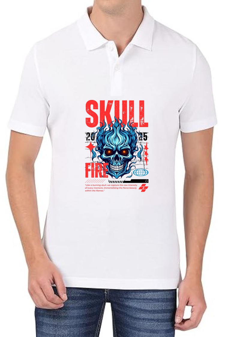 Skull (RED) Polo Men White T-Shirt