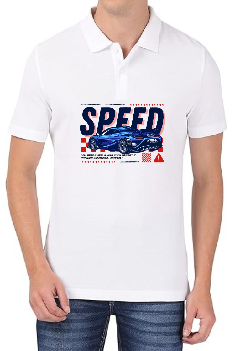 Speed Polo Men White T-Shirt