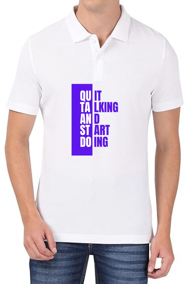 Start Doing (BLU) Polo Men White T-Shirt