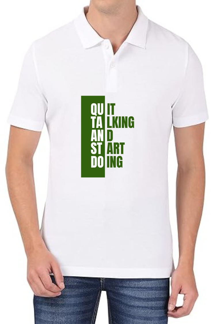 Start Doing (GREEN) Polo Men White T-Shirt