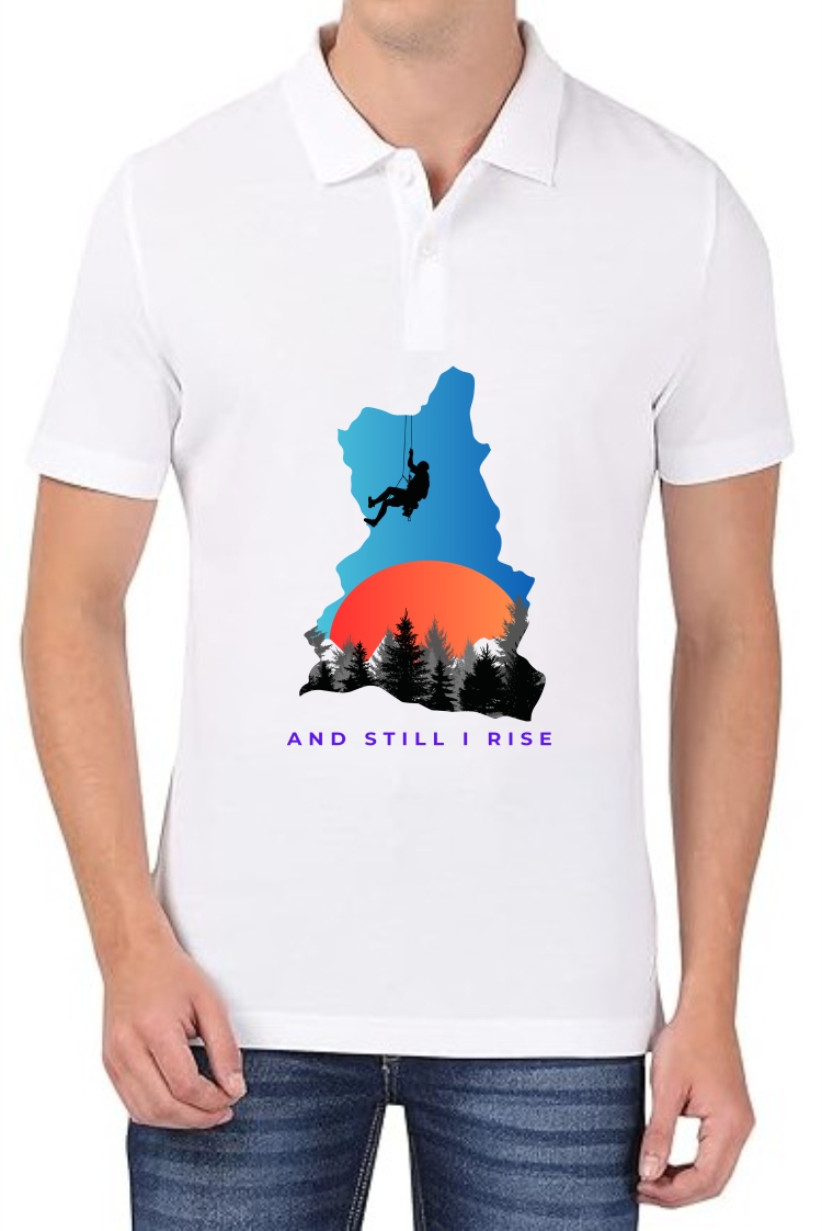 Still Rise (BLU) Polo Men White T-Shirt