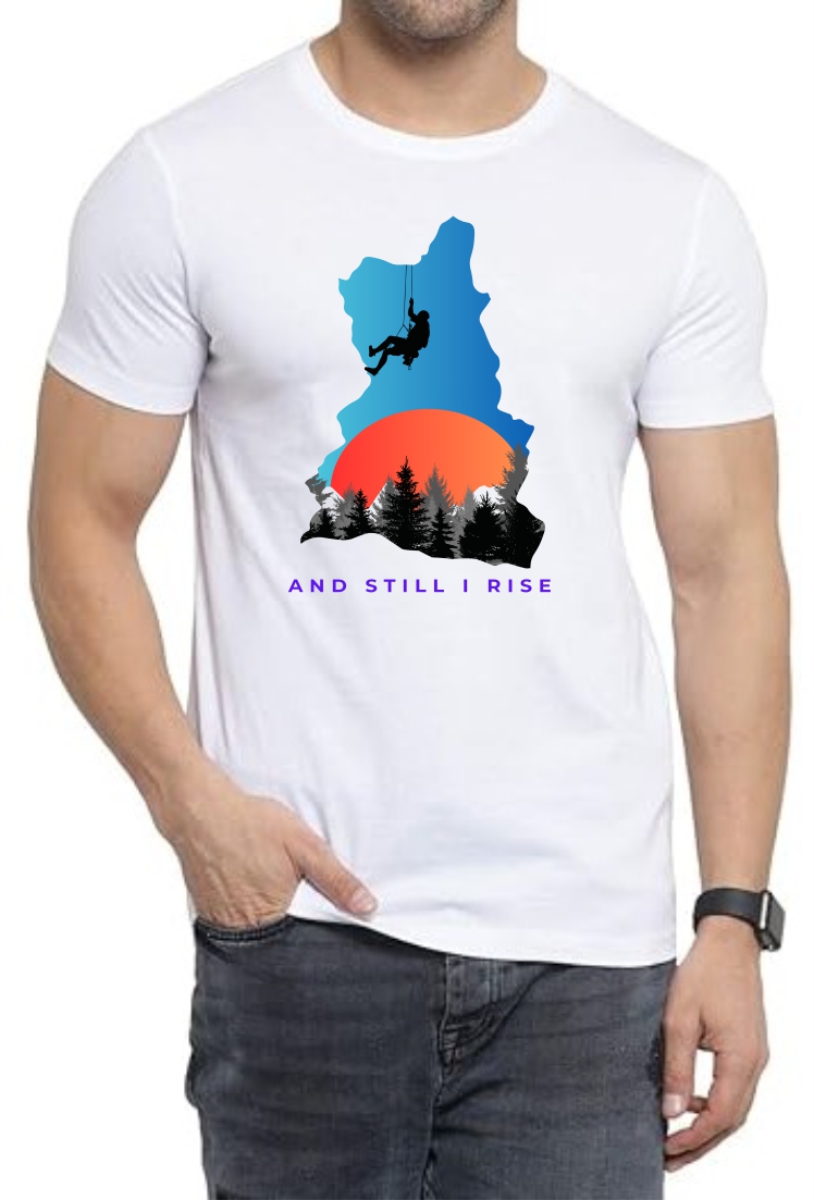 Still Rise (BLU) Round Neck Men White T-Shirt