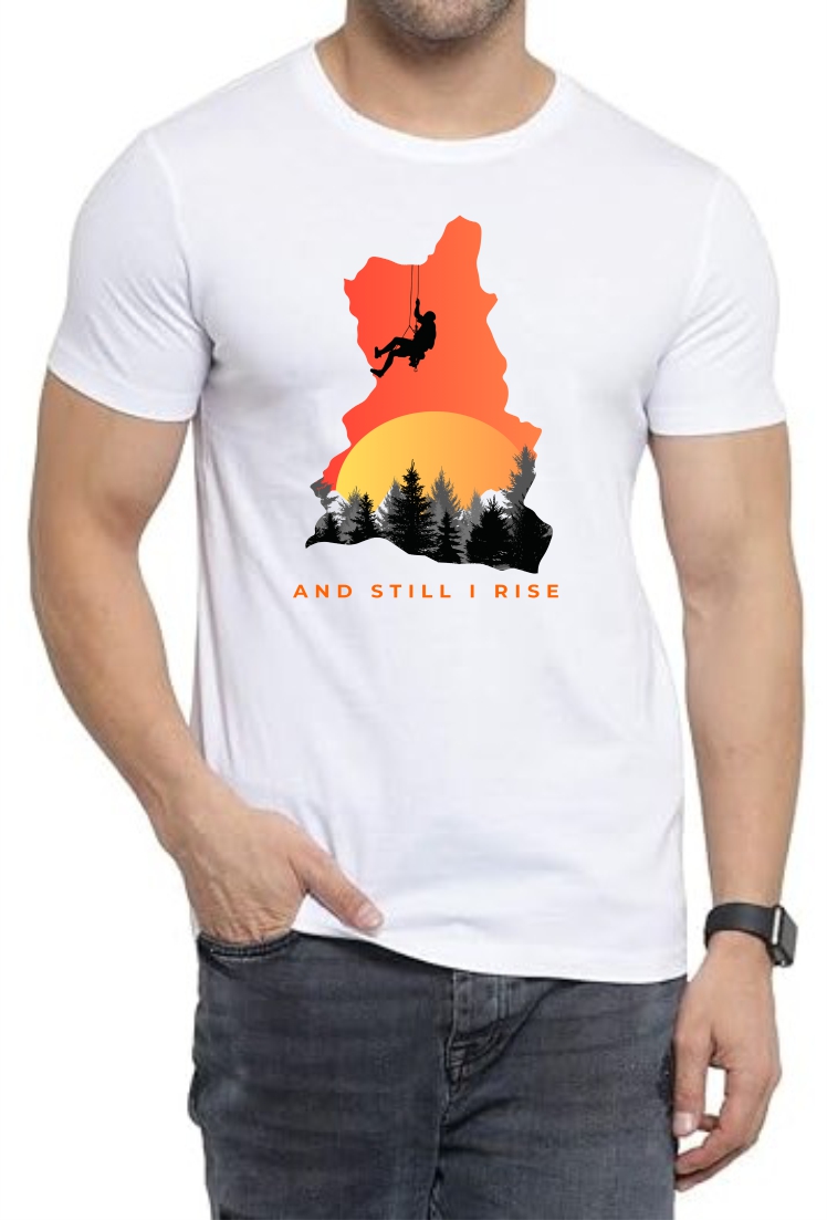 Still Rise (Orange) Round Neck Men White T-Shirt