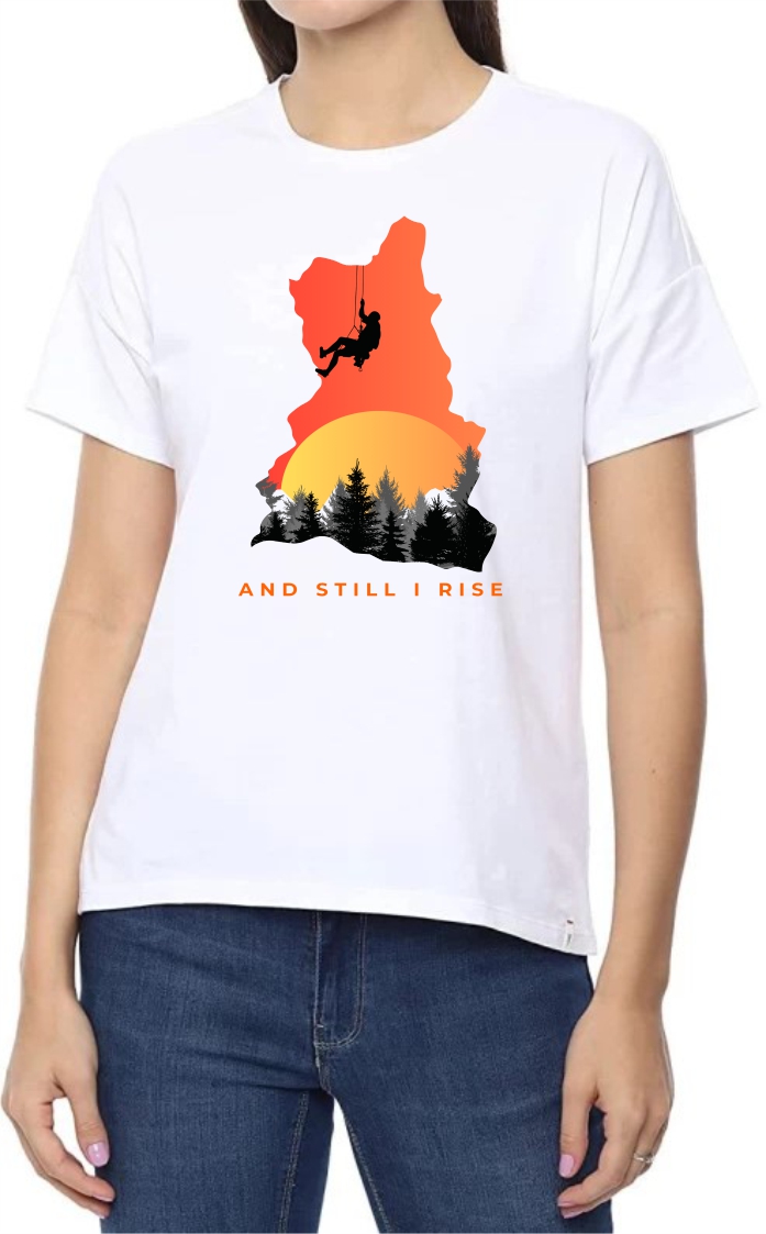 Still Rise (Orange) Round Neck Women White T-Shirt