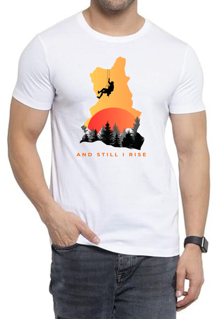 Still Rise (Yellow) Round Neck Men White T-Shirt